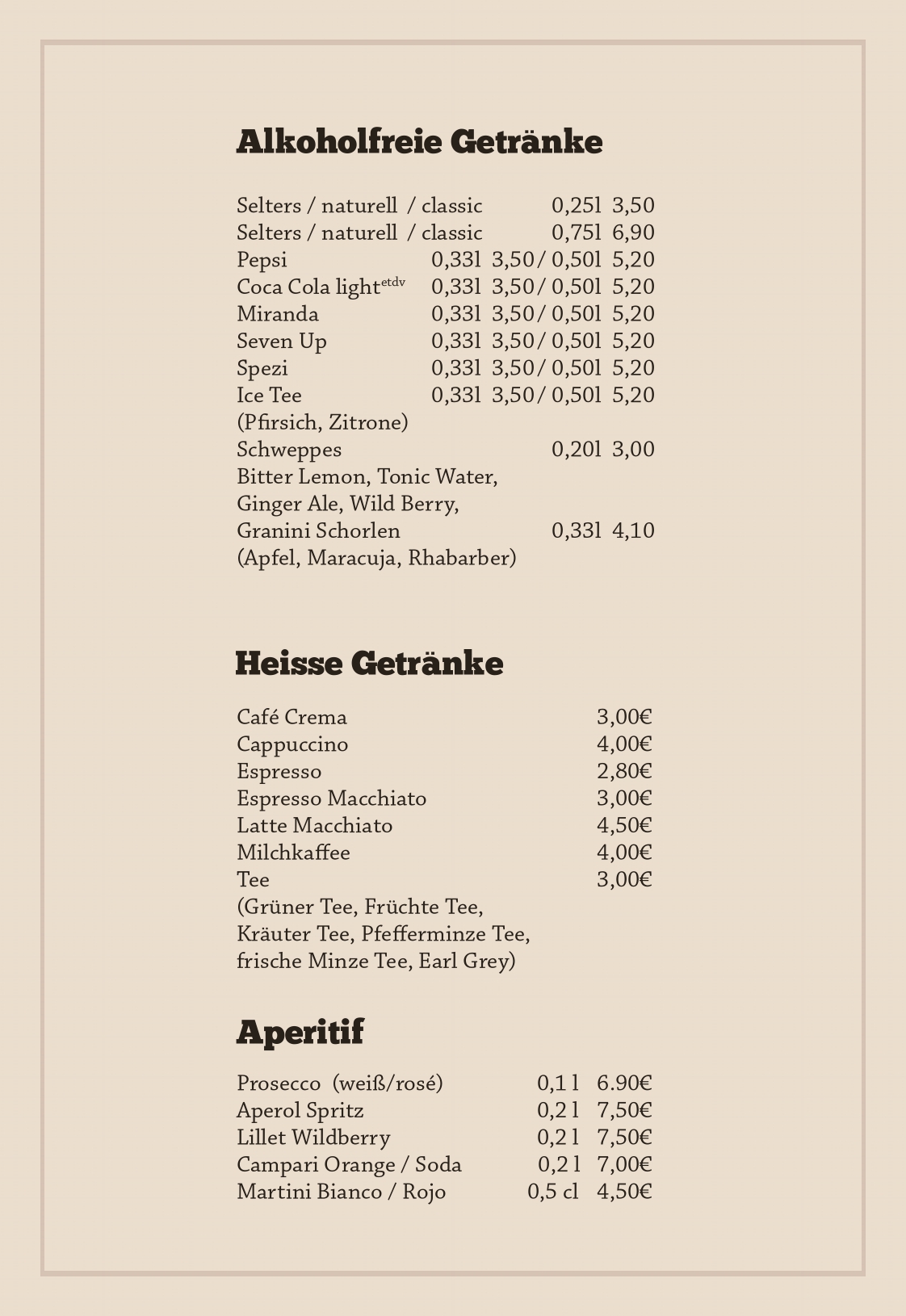 Speisekarte | Restaurant Talschaenke