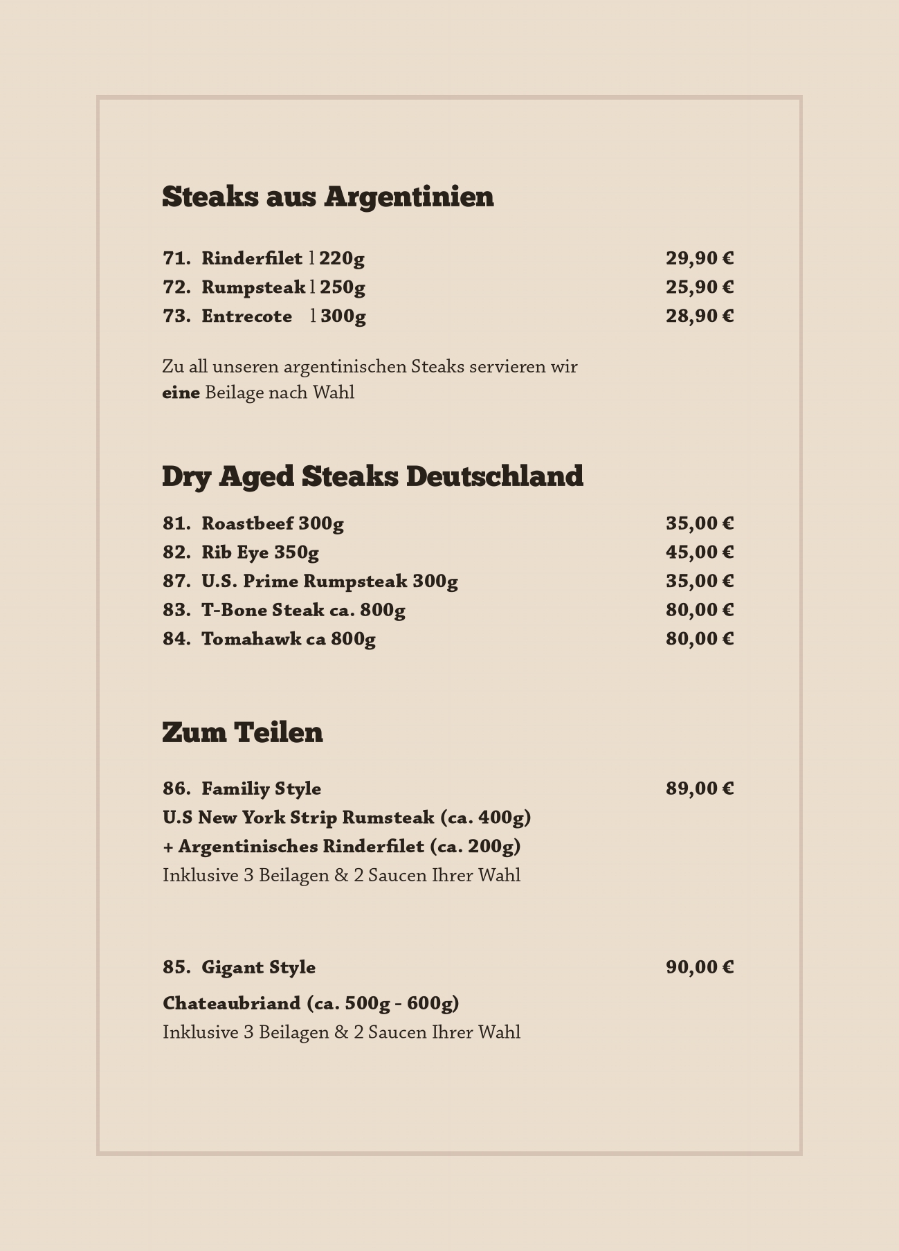 Speisekarte | Restaurant Talschaenke